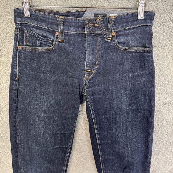 Volcom Jeans Men 29x27 Blue Vorta Slim Straight Denim‎ Mid Rise Casual Stretch - Picture 2 of 11